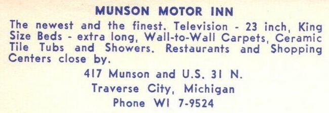 Letherby Motel (Munson Motor Inn) - Vintage Postcard Back